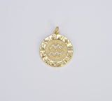 18K Gold Filled Zodiac Signs Charms, Dainty Zodiac Horoscope Sign Medallion Pendant CP1487