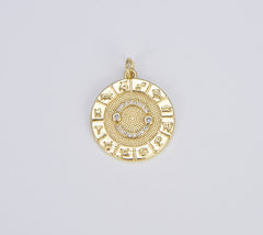 18K Gold Filled Zodiac Signs Charms, Dainty Zodiac Horoscope Sign Medallion Pendant CP1487