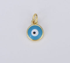 18K Gold Filled Colorful Enamel Evil Eye Protection Charm, Evil Eye Pendant for Necklace Bracelet Earrings Jewelry Making Supply CP1488