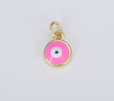 18K Gold Filled Colorful Enamel Evil Eye Protection Charm, Evil Eye Pendant for Necklace Bracelet Earrings Jewelry Making Supply CP1488