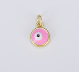 18K Gold Filled Colorful Enamel Evil Eye Protection Charm, Evil Eye Pendant for Necklace Bracelet Earrings Jewelry Making Supply CP1488