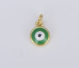 18K Gold Filled Colorful Enamel Evil Eye Protection Charm, Evil Eye Pendant for Necklace Bracelet Earrings Jewelry Making Supply CP1488