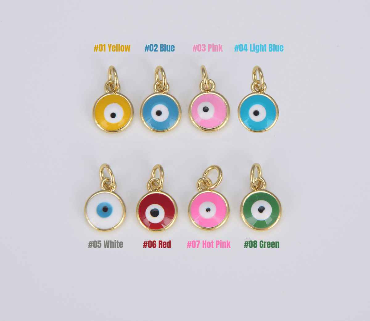 18K Gold Filled Colorful Enamel Evil Eye Protection Charm, Evil Eye Pendant for Necklace Bracelet Earrings Jewelry Making Supply CP1488