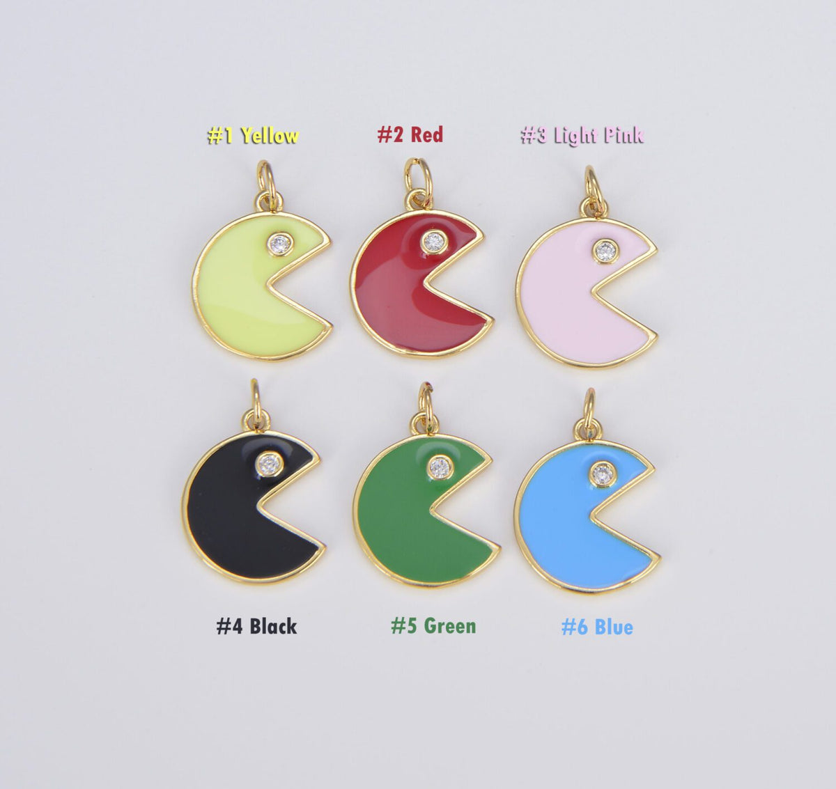 18K Gold Filled Colorful Enamel Pac-Man Charm, CP1490