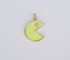 18K Gold Filled Colorful Enamel Pac-Man Charm, CP1490