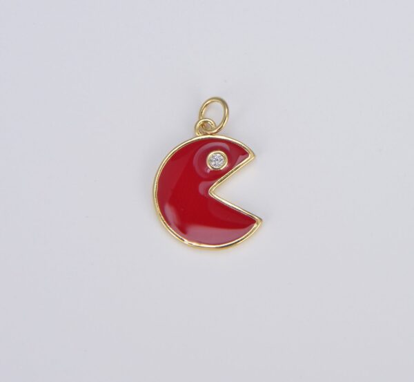 18K Gold Filled Colorful Enamel Pac-Man Charm, CP1490