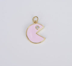 18K Gold Filled Colorful Enamel Pac-Man Charm, CP1490