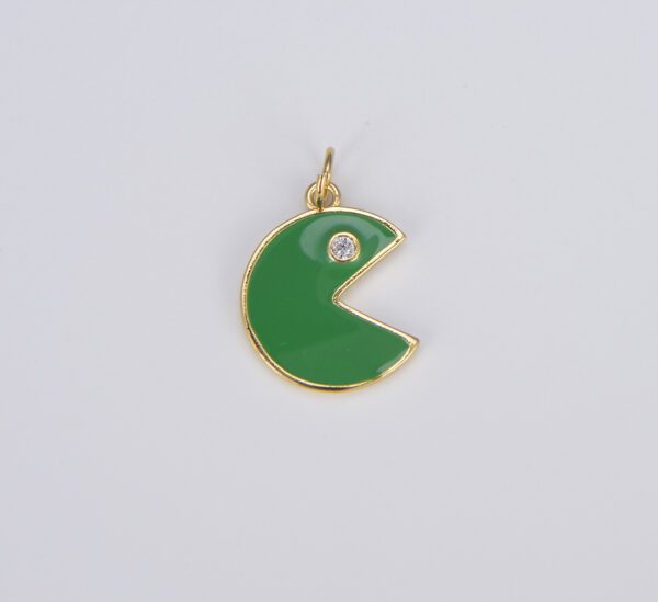 18K Gold Filled Colorful Enamel Pac-Man Charm, CP1490