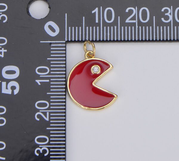 18K Gold Filled Colorful Enamel Pac-Man Charm, CP1490