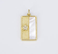 18K Gold Filled Dainty Star Tag Charm with Shell, CP1491