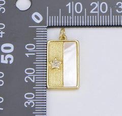 18K Gold Filled Dainty Star Tag Charm with Shell, CP1491