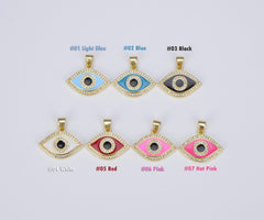 18K Gold Filled Enamel Evil Eye Charm Dainty Pendant, CP1493