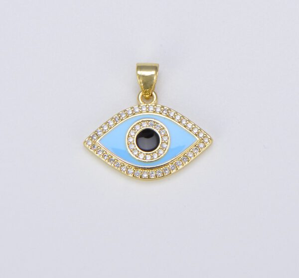 18K Gold Filled Enamel Evil Eye Charm Dainty Pendant, CP1493