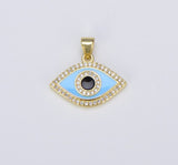 18K Gold Filled Enamel Evil Eye Charm Dainty Pendant, CP1493