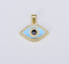 18K Gold Filled Enamel Evil Eye Charm Dainty Pendant, CP1493