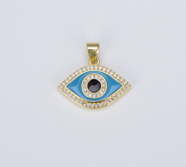 18K Gold Filled Enamel Evil Eye Charm Dainty Pendant, CP1493