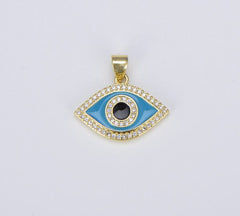 18K Gold Filled Enamel Evil Eye Charm Dainty Pendant, CP1493