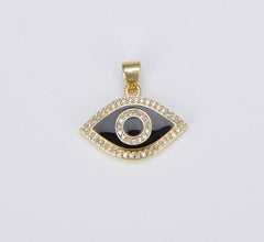 18K Gold Filled Enamel Evil Eye Charm Dainty Pendant, CP1493