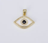 18K Gold Filled Enamel Evil Eye Charm Dainty Pendant, CP1493