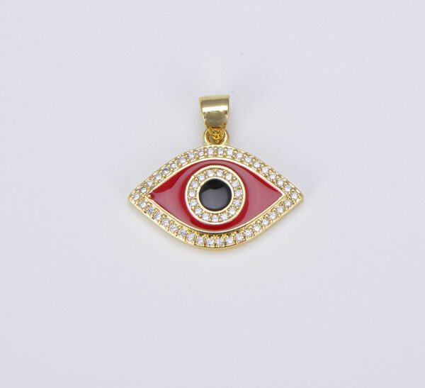 18K Gold Filled Enamel Evil Eye Charm Dainty Pendant, CP1493