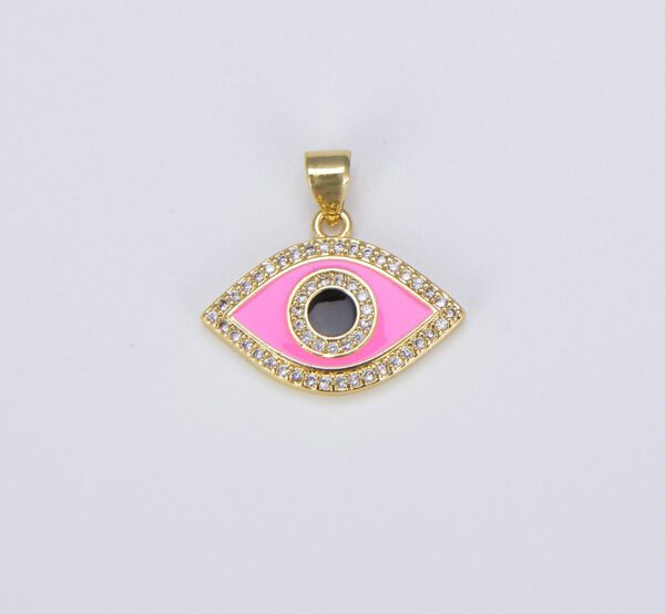 18K Gold Filled Enamel Evil Eye Charm Dainty Pendant, CP1493