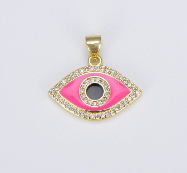 18K Gold Filled Enamel Evil Eye Charm Dainty Pendant, CP1493