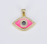 18K Gold Filled Enamel Evil Eye Charm Dainty Pendant, CP1493