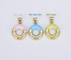 18K Gold Filled Colorful Dainty Donut Charm, CP1494