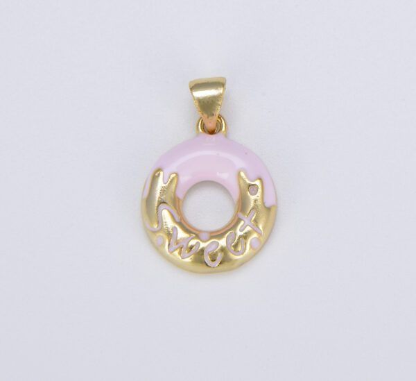 18K Gold Filled Colorful Dainty Donut Charm, CP1494