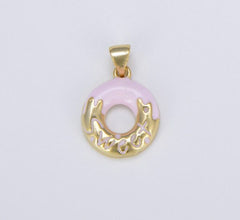 18K Gold Filled Colorful Dainty Donut Charm, CP1494