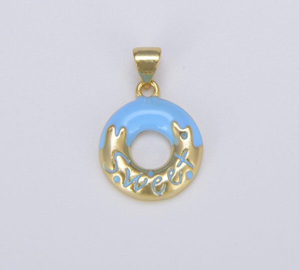 18K Gold Filled Colorful Dainty Donut Charm, CP1494