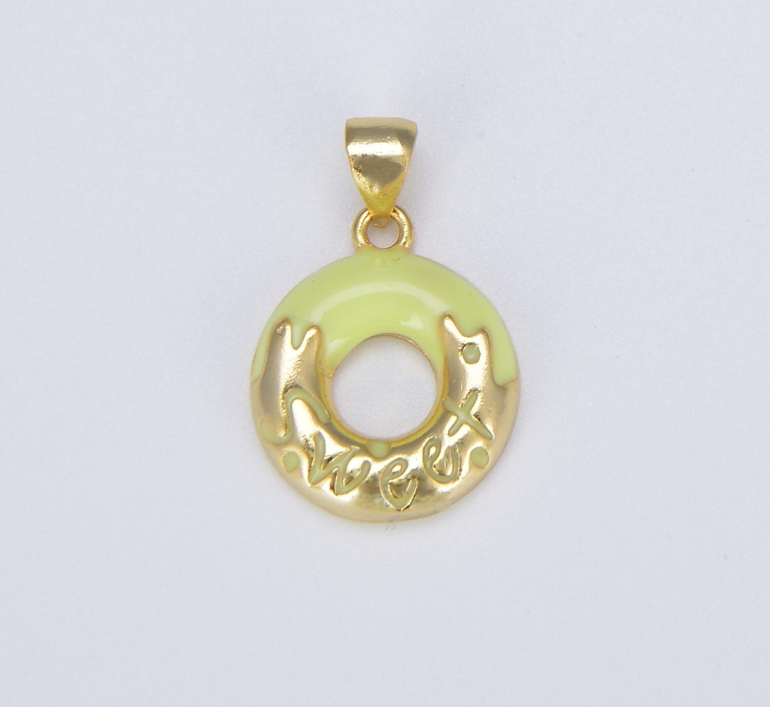 18K Gold Filled Colorful Dainty Donut Charm, CP1494