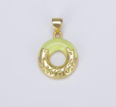 18K Gold Filled Colorful Dainty Donut Charm, CP1494