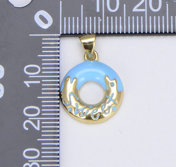 18K Gold Filled Colorful Dainty Donut Charm, CP1494