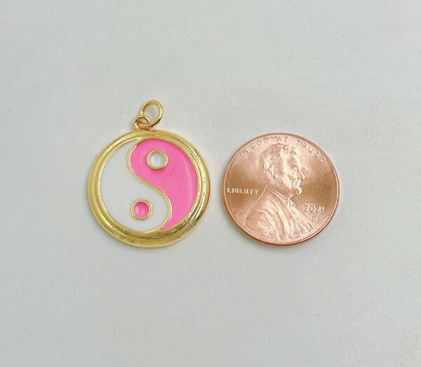 18K Gold Filled Dainty Colorful Enamel Gold Yin Yang Charm, CP1496