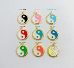 18K Gold Filled Dainty Colorful Enamel Gold Yin Yang Charm, CP1496