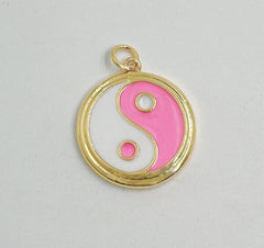 18K Gold Filled Dainty Colorful Enamel Gold Yin Yang Charm, CP1496