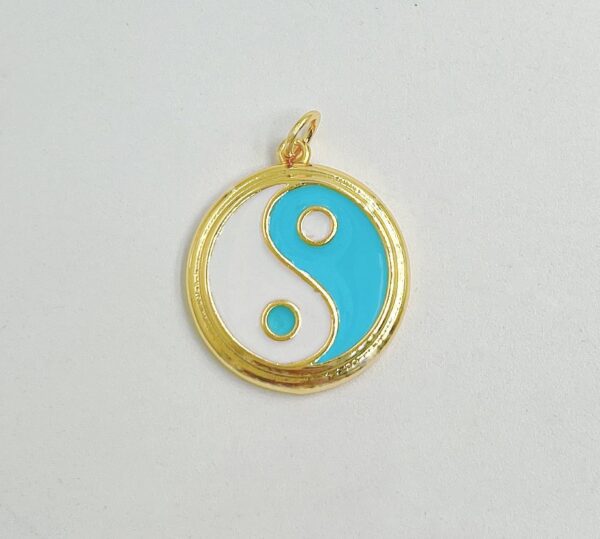 18K Gold Filled Dainty Colorful Enamel Gold Yin Yang Charm, CP1496