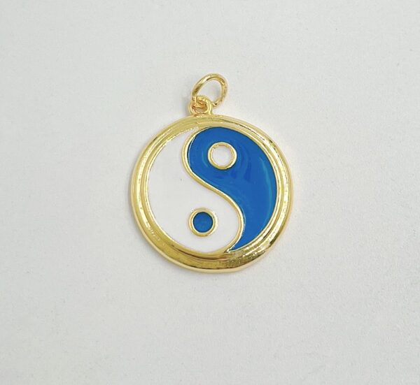 18K Gold Filled Dainty Colorful Enamel Gold Yin Yang Charm, CP1496