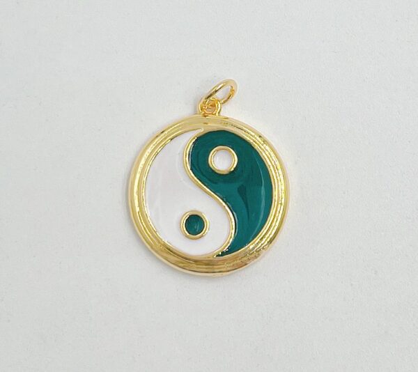 18K Gold Filled Dainty Colorful Enamel Gold Yin Yang Charm, CP1496