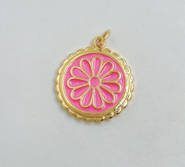 18K Gold Filled Dainty Colorful Enamel Daisy Charms, CP1497