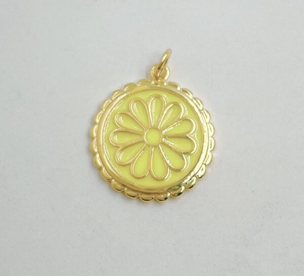 18K Gold Filled Dainty Colorful Enamel Daisy Charms, CP1497