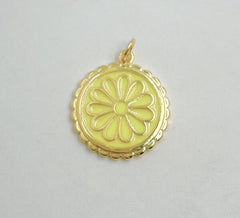 18K Gold Filled Dainty Colorful Enamel Daisy Charms, CP1497