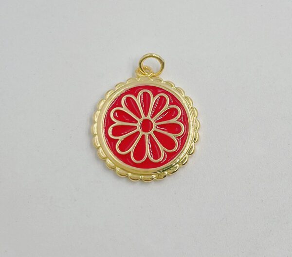 18K Gold Filled Dainty Colorful Enamel Daisy Charms, CP1497