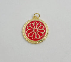 18K Gold Filled Dainty Colorful Enamel Daisy Charms, CP1497