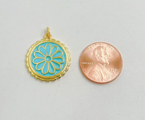 18K Gold Filled Dainty Colorful Enamel Daisy Charms, CP1497