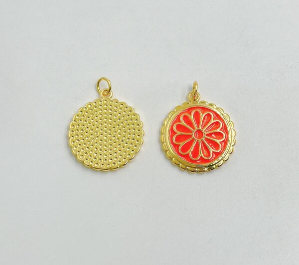 18K Gold Filled Dainty Colorful Enamel Daisy Charms, CP1497