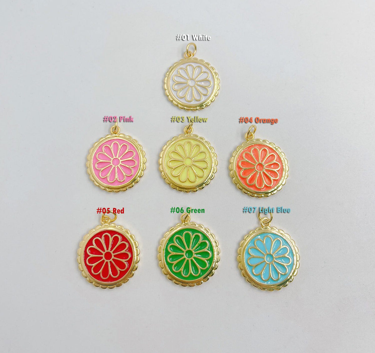 18K Gold Filled Dainty Colorful Enamel Daisy Charms, CP1497