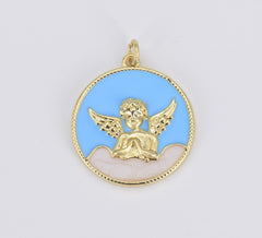 18K Gold Filled Enamel Little Angel Charm, CP1500