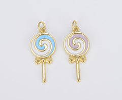 18K Gold Filled Enamel Colorful Lollipop Shape Pendant, CP1501